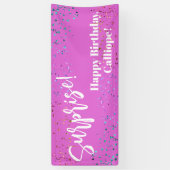 Festive Confetti Surprise Birthday Party roze Spandoek (Verticaal)