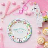 Festive Confetti Toss Happy Birthday Party Papieren Bordje (Feest)