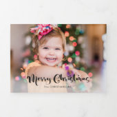 Festive Cool Moderne Script Multiphotofoto Drieluik Wenskaart (Cover)