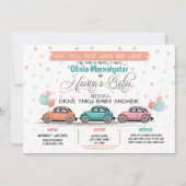 Festive Coral Drive by Baby shower Parade Kaart (Voorkant)