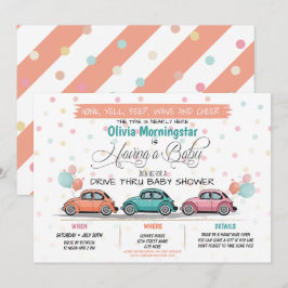 Festive Coral Drive by Baby shower Parade Kaart