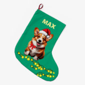 Festive Corgi Dog Custom Pet Grote Kerstsok (Voorkant (Hangend))