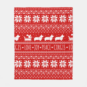 Festive Corgis Kerstfeestdagen Fleece Deken
