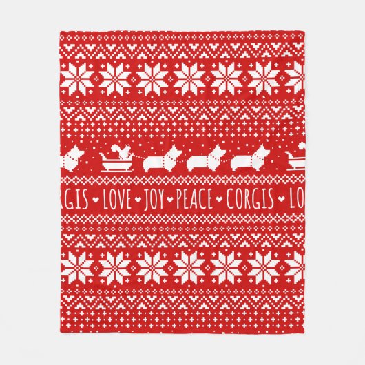 Festive Corgis Kerstfeestdagen Fleece Deken (Voorkant)
