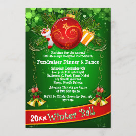 Festive Corporate Holiday Party Fundraiser Invite Kaart