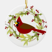 Festive Country cardinal add message Keramisch Ornament (Voorkant)