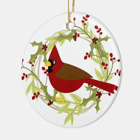 Festive Country cardinal add message Keramisch Ornament (Links)