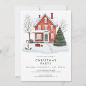 Festive Country Holiday Christmas Party Invitation Kaart (Voorkant)