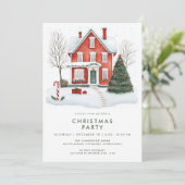 Festive Country Holiday Christmas Party Invitation Kaart (Staand voorkant)