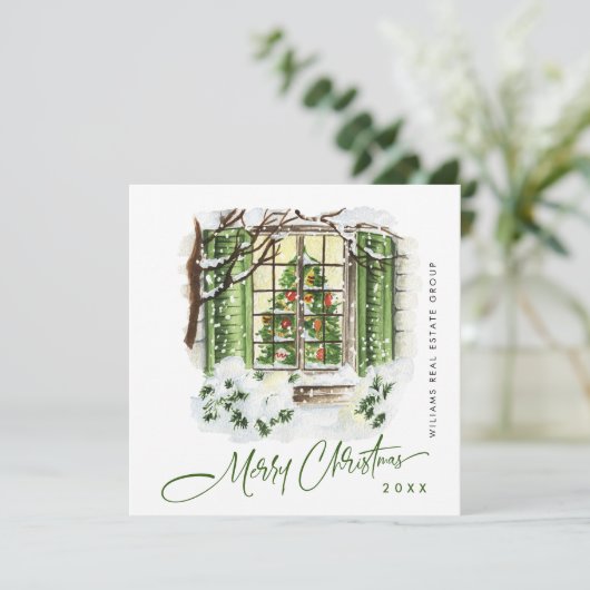 Festive Country House Christmas Corporate Greeting Feestdagenkaart (Staand voorkant)