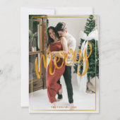 Festive Couple Christmas  - Modern Framed Merry Feestdagenkaart (Voorkant)