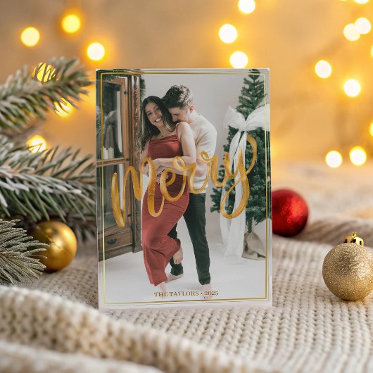 Festive Couple Christmas  - Modern Framed Merry Feestdagenkaart