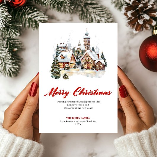 Festive Cozy Christmas Scene Greeting Card Feestdagenkaart