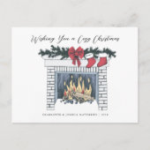 Festive Cozy Fireplace kerstKaart Briefkaart (Voorkant)