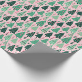 Festive Cozy Trees Holiday Christmas Cadeaupapier (Hoek)