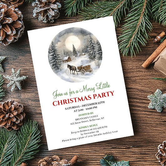 Festive Cozy Winter Scene Christmas Invitation Kaart