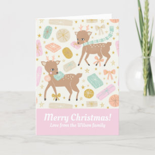 Festive Cream  Reindeer Illustratie Holi Feestdagen Kaart