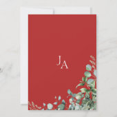 Festive Crimson Red Eucalyptus Greenery Wedding Kaart (Achterkant)