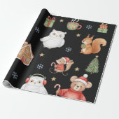 Festive Critters Holiday Gift Wrap Cadeaupapier (Uitgerold)