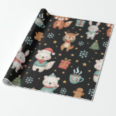 Festive Critters Holiday Gift Wrap Cadeaupapier (Uitgerold)