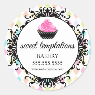 Festive Cupcake Bakery Packaging Ronde Sticker