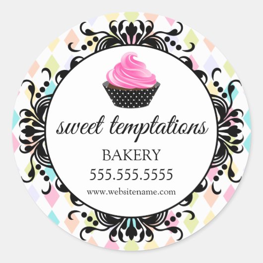 Festive Cupcake Bakery Packaging Ronde Sticker (Voorkant)