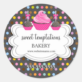 Festive Cupcake Cake Pop Bakery Packaging Ronde Sticker