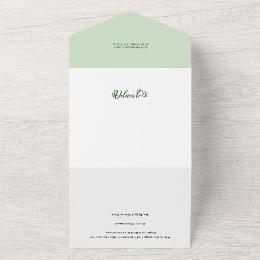 Festive Custom Merry Christmas Script Photo All In One Uitnodiging (Buitenkant)