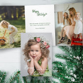 Festive Custom Merry Christmas Script Photo Drieluik Kaart