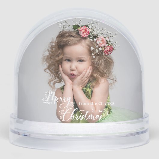 Festive Custom Merry Christmas Script Photo Sneeuwbol (Voorkant)