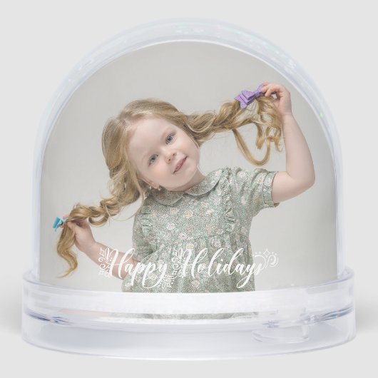 Festive Custom Merry Christmas Script Photo Sneeuwbol (Achterkant)