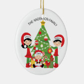 Festive Cute Family van 3 Persoonlijke Kerstmis Keramisch Ornament (Rechts)