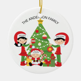 Festive Cute Family van 3 Persoonlijke Kerstmis Keramisch Ornament