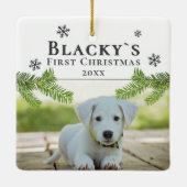Festive Cute First-kerstfoto Foto Keramisch Ornament (Achterkant)