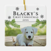 Festive Cute First-kerstfoto Foto Keramisch Ornament (Voorkant)