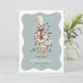 Festive Cute Goose Non-Photo Christmas Feestdagenkaart (Staand voorkant)