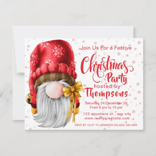 Festive cute Santa Clause Christmas Party  Feestdagenkaart (Voorkant)