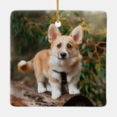 Festive Cute Waterverf Penguins Holiday Foto Keramisch Ornament (Achterkant)