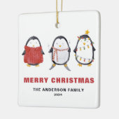 Festive Cute Waterverf Penguins kerstfoto Keramisch Ornament (Links)