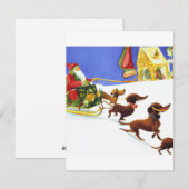 Festive Dachshund and Santa Pulling Waterverf Chr Feestdagenkaart (Voorkant / Achterkant)
