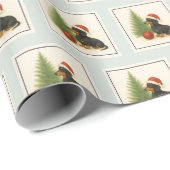 Festive Dachshund Christmas Wrapping Paper Cadeaupapier (Rol Hoek)