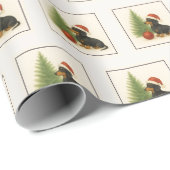Festive Dachshund Christmas Wrapping Paper Cadeaupapier (Rol Hoek)
