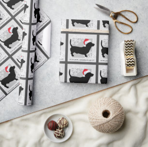 Festive Dachshund Dog Familienaam Cadeaupapier