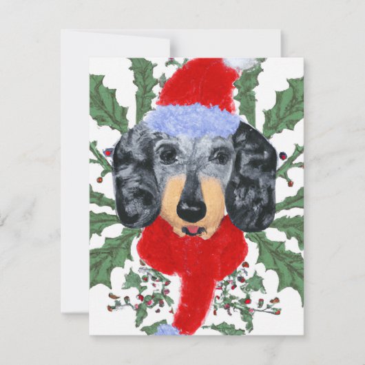 Festive Dachshund in een Wreater kerstkaart (Voorkant)