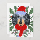 Festive Dachshund in een Wreater kerstkaart (Voorkant / Achterkant)
