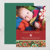 Festive Daisies Holiday Foto geboorteaankondiging Feestdagenkaart (Voorkant / Achterkant)