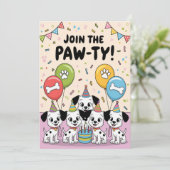 Festive Dalmatian Birthday Invitation Kaart (Staand voorkant)