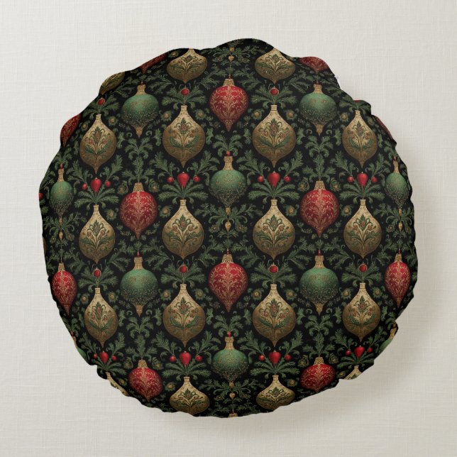 Festive Damask  Rond Kussen (Achterkant)