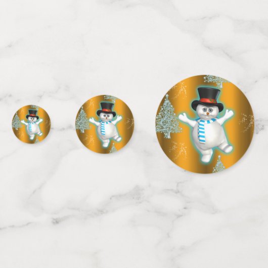 Festive Dansend Snowman op Gold Kerstmis Confetti (Achterkanten)