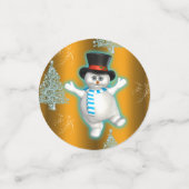 Festive Dansend Snowman op Gold Kerstmis Confetti (Kleine voorkant)
